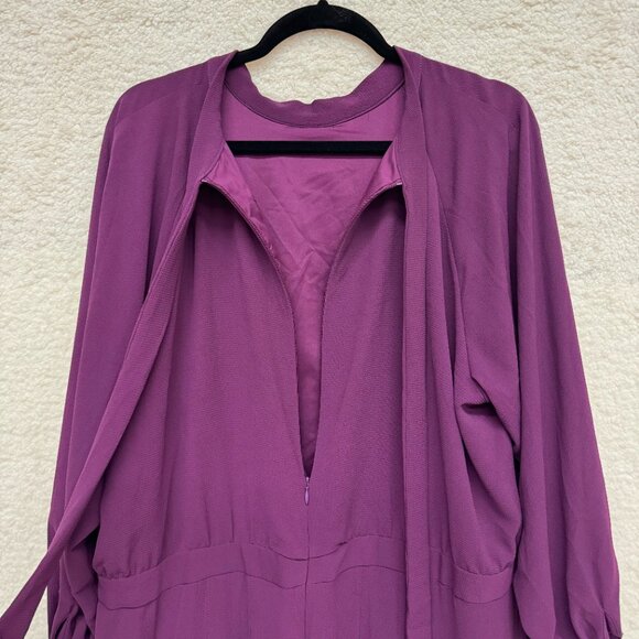 Size 20W - MAGGY LONDON Midi Long Sleeve Mock Neck Dress Lined Purple NEW no tag - Picture 3 of 10